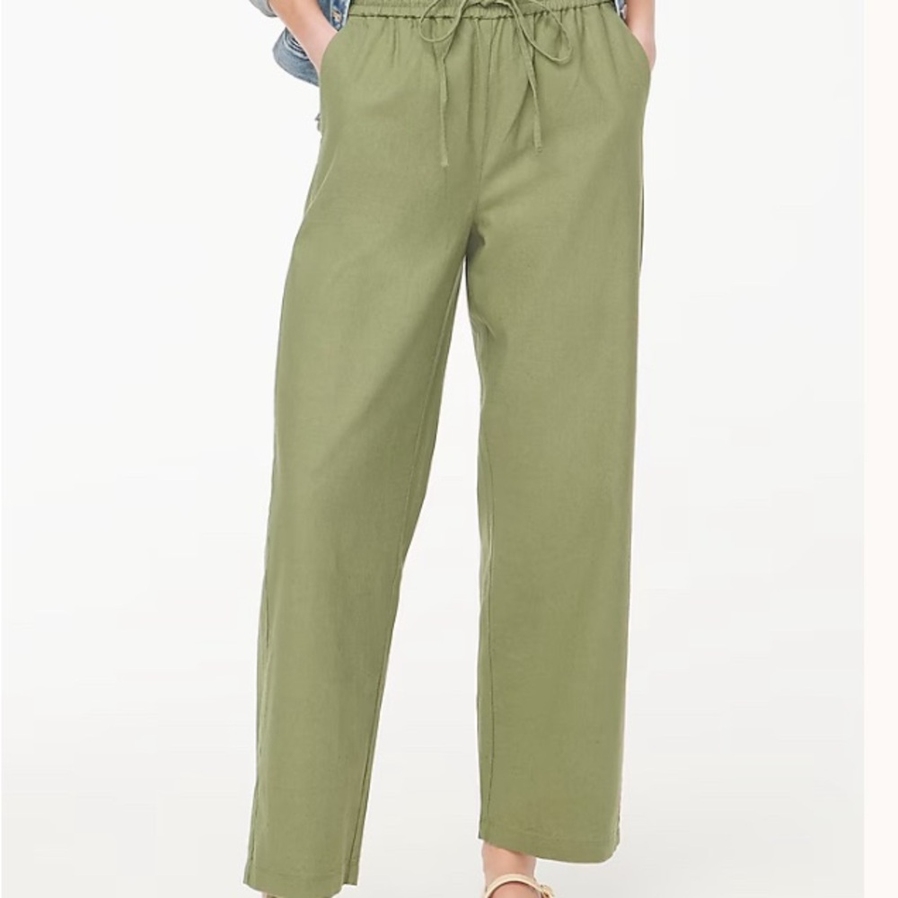 J. Crew Slim wide leg linen drawstring pant